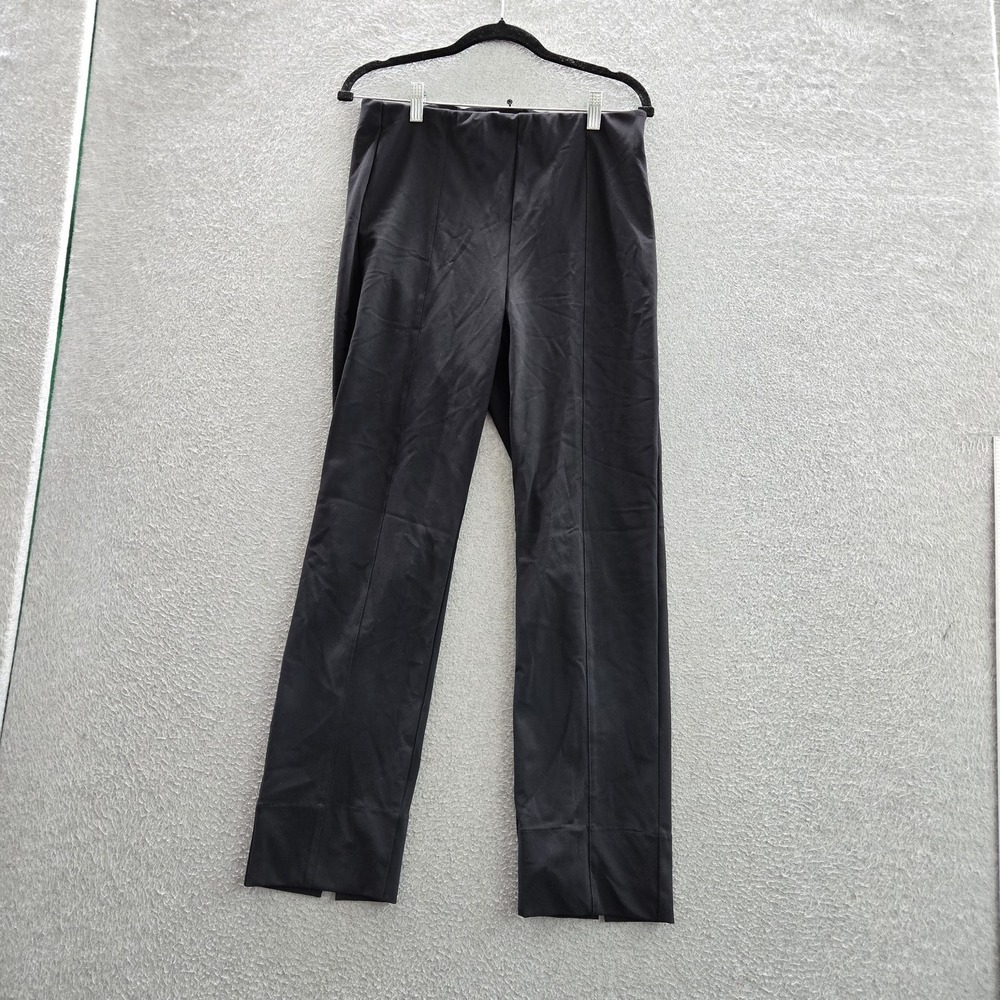 Honeylove Women Pants L Black Perfectionist Dress Work Straight Slit 27" Inseam